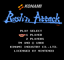 Rush'n Attack title screen for NES